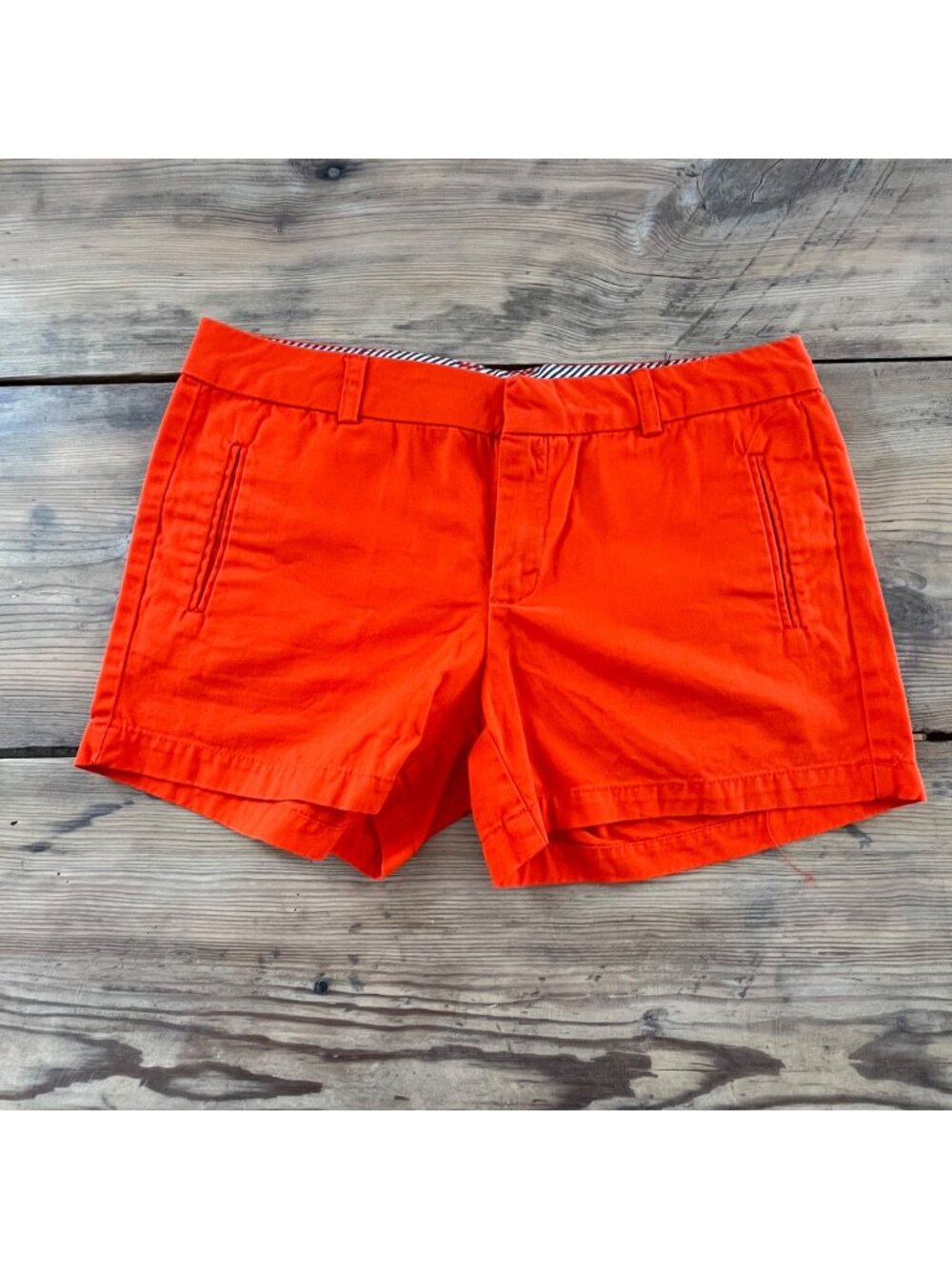 Stylus Chino Shorts Womens 6 Orange 100% Cotton 4" inseam Preppy